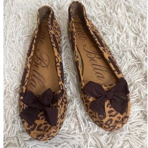 Ciao Bella Leopard Print Ballet Flats Women's Size 8.5‎ M Brown Bow Accent New